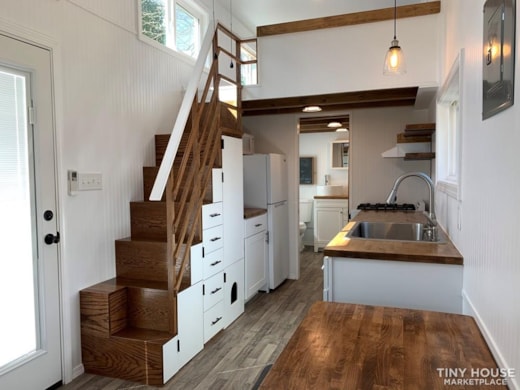 30ft Dual Loft Tiny House On Wheels - NOAH Stairs Porch Skirting