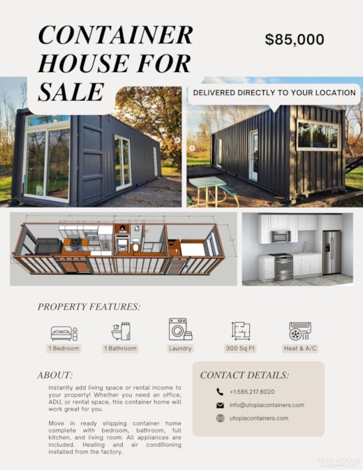 Container Home - 1 Bed 1 Bath with Laundry! Full Size appliances, high quality