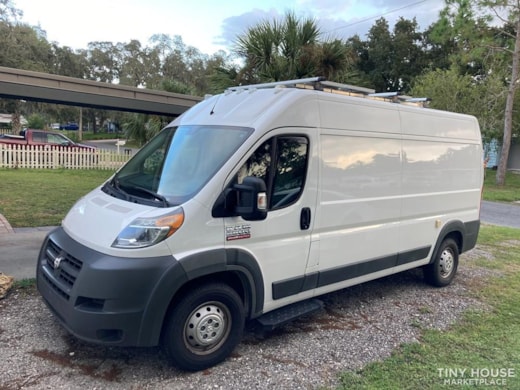 2017 Ram Promaster 2500 159WB Gas Full camper fits a regular parking space.