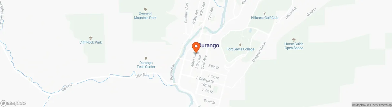 Map location for Tiny Home w/ Downstairs Bedroom in Durango Colorado